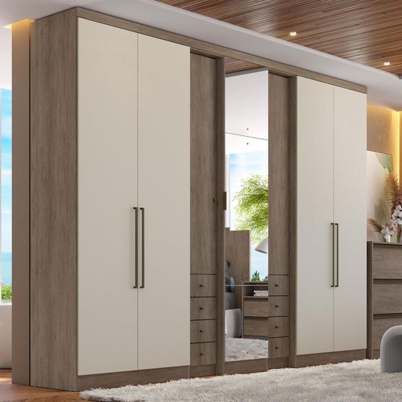Guarda Roupa Casal com Espelho 7 Portas 8 Gavetas Absolut Glass